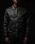 African Motif Lambskin Leather Bomber