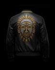 African Motif Lambskin Leather Bomber