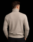 Greige Cashmere Cotton Knit Turtleneck