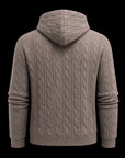 Taupe Cable-Knit Zip Hoodie