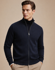 Navy cotton zip bomber By Enantiodromia