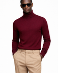 Burgundy Merino Wool Knit Turtleneck