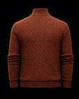 Brown knit cotton zip bomber