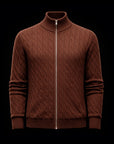 Brown Knit Cotton Zip Bomber By Enantiodromia