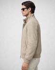Beige Suede Bomber