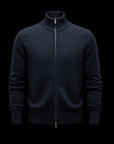 Navy cotton zip bomber By Enantiodromia