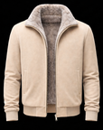 Beige Gray Fur Suede Blouson
