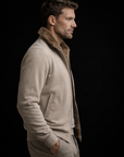 Greige Brown Fur Suede Blouson By Enantiodromia