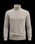 Greige Cashmere Cotton Knit Turtleneck By Enantiodromia