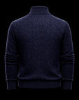 Navy Knit Cotton Zip Bomber By Enantiodromia
