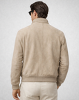 Beige Suede Bomber