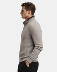 Ribbed Grey Wool Zip Cardigan