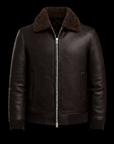 Chocolate Brown Shearling Collar Leather Jacket By Enantiodromia