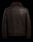 Chocolate Brown Shearling-Collar Leather Jacket