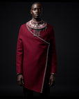 Red Maasai Regal Wool Cloak