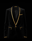 Black & Gold Noir Royale Velvet Blazer