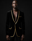 Black & Gold Noir Royale Velvet Blazer