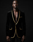 Black & Gold Noir Royale Velvet Blazer By Enantiodromia
