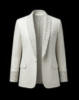White Silk Embroidery Ivory Blazer