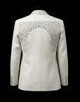 White Silk Embroidery Ivory Blazer