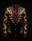 Black & Gold Velvet Dragon Blazer By Enantiodromia