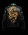 Black & Green Python Embroidery Bomber By Enantiodromia