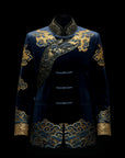 Navy & Golden Imperial Phoenix Velvet Embroidered Jacket