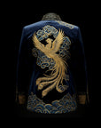 Navy & Golden Imperial Phoenix Velvet Embroidered Jacket