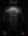 Black Crocodile Leather Obsidian Dragon Shearling Bomber