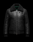 Black Crocodile Leather Obsidian Dragon Shearling Bomber