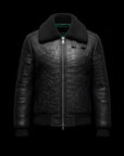 Black Crocodile Leather Obsidian Dragon Shearling Bomber By Enantiodromia