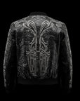 Black Snakeskin Baroque-Embroidered Bomber Jacket