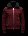Burgundy Suede Embroidered Panther Bomber Jacket