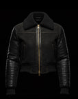 Black Crocodile Shearling Suede Aviator Jacket