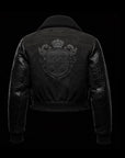 Black Crocodile Shearling Suede Aviator Jacket