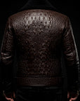 Brown Crocodile and Shearling Flight Jacket