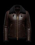 Brown Crocodile and Shearling Flight Jacket