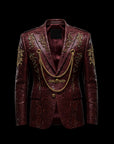 Dark Red & Gold Monarch Python Blazer