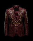 Dark Red & Gold Monarch Python Blazer By Enantiodromia