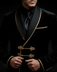 Black & Gold Velvet Blazer