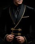 Black & Gold Velvet Blazer By Enantiodromia