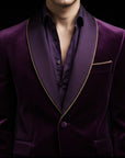 Purple & Gold Velvet Blazer