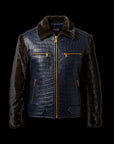 Navy Crocodile Mink Jacket