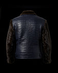 Navy Crocodile Mink Jacket By Enantiodromia