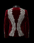 Red Leather Velvet Embroidery Jacket By Enantiodromia