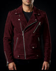 Red Suede Biker Jacket