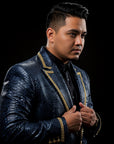 Blue Python Lapel Blazer