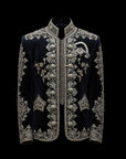 Navy & Silver Midnight Majesty Velvet Embroidery Jacket