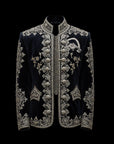 Navy & Silver Midnight Majesty Velvet Embroidery Jacket By Enantiodromia