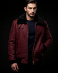 Red Nocturne Royale Shearling Leather Jacket